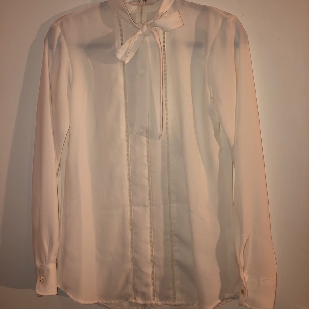 Lauren Ralph Lauren Tie Neck Blouse (Beige)